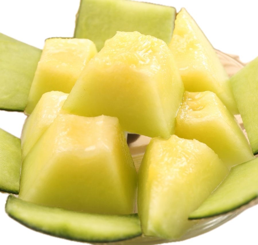 Chilled melon cubes — soft-textured melon, eaten like fruit ice cream